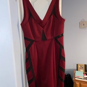 Burgundy and black bodycon dress